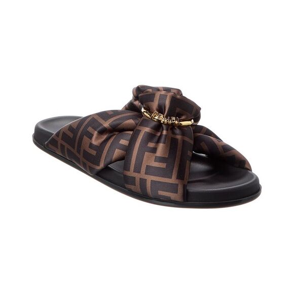 FENDI Shoes - Fendi Feel Ff Satin Sandal, Brown